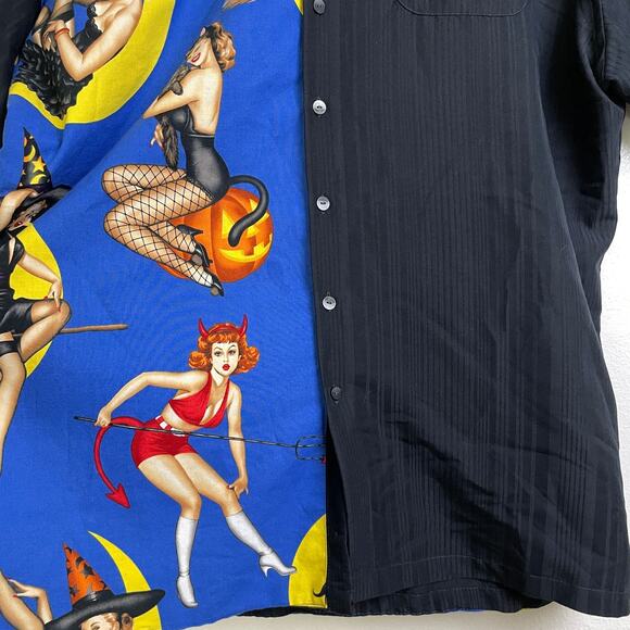 Van Heusen Shirt Mens 2XLT Black Pin-Up Girls Halloween Holiday Devil Novelty * - Picture 4 of 11